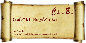 Csáki Bogárka névjegykártya